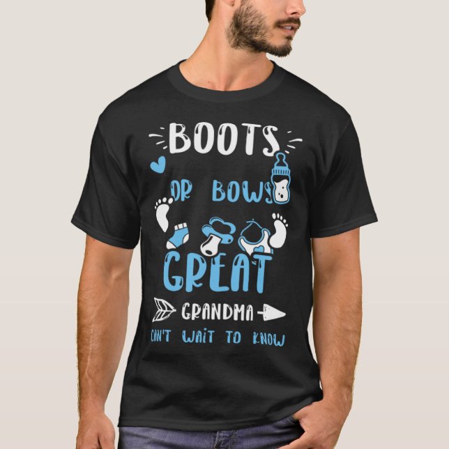T-shirt Grandma Boots Or Bows Great Grandma Can't Wait  Ba (Devant)