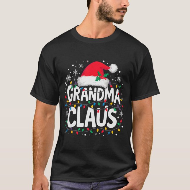 T-shirt Grandma Claus Christmas Lights Santa Family Matchi (Devant)