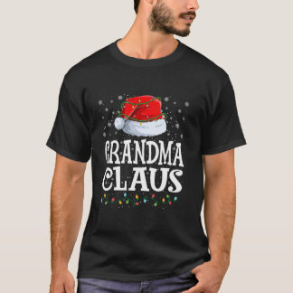 T-shirt Grandma Claus Feux de Noël Santa Hat Famille Ma