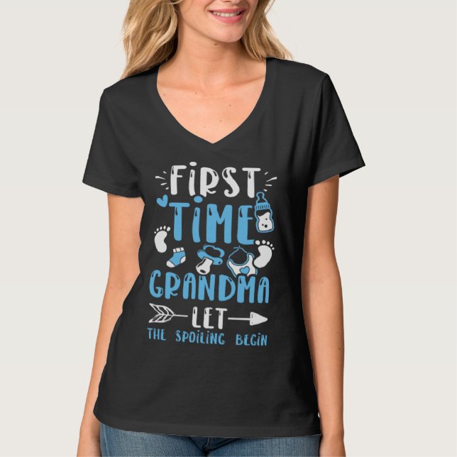T-shirt Grandma First Time Grandma Let The Spoiling Beg  B (Devant)
