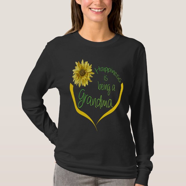 T-shirt Grandma   Happiness Is Being A Grandma  Sunflower (Devant)