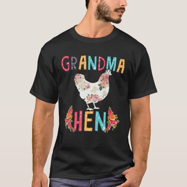 T-shirt Grandma Hen Floral Poulet Élevage (Devant)