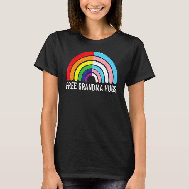 T-shirt Grandma Hugues Grandma Rainbow Transgender Drapeau (Devant)