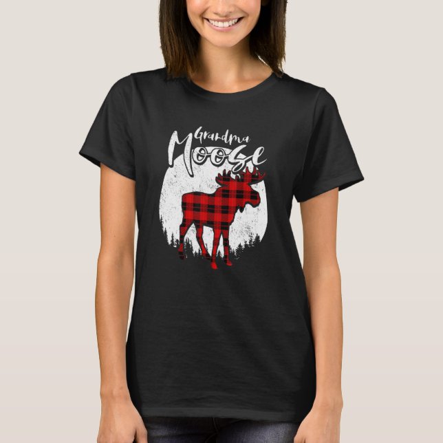 T-shirt Grandma Moose Red Plaid Buffalo Matching Family Pa (Devant)