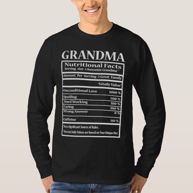 T-shirt Grandma   Nutrition Facts for Family Day (Devant)