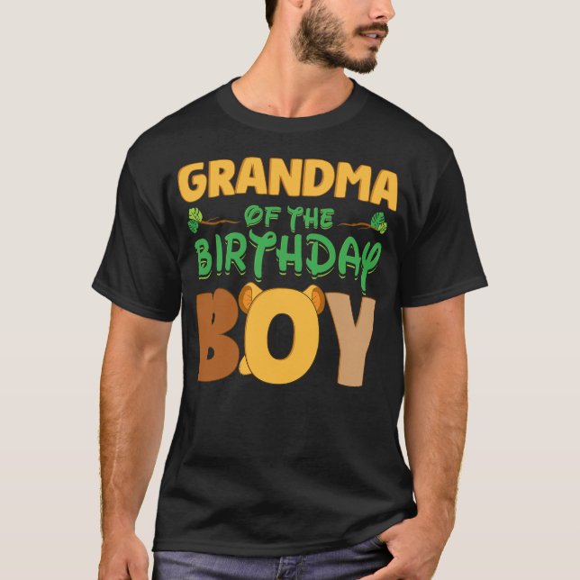T-shirt Grandma Of The Birthday Boy Lion Family Party Deco (Devant)