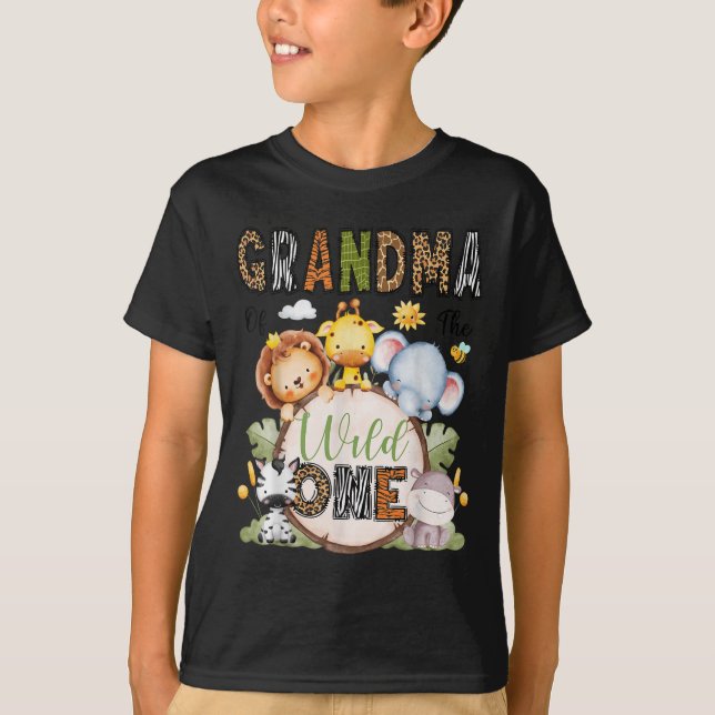 T-shirt Grandma Of The Wild One 1st Birthday Boy Jungle Sa (Devant)