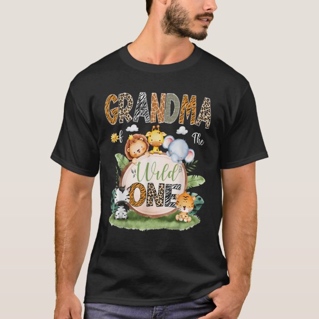 T-shirt Grandma Of The Wild One Funny 1EBirthday Safari (Devant)