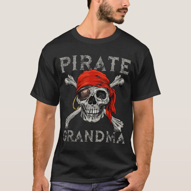 T-shirt Grandma Pirate Correspondant Crâne Crossbones Joll (Devant)