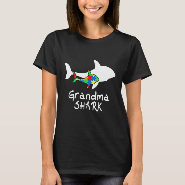 T-shirt Grandma Shark Puzzle Piece Cool Sensibilisation su (Devant)