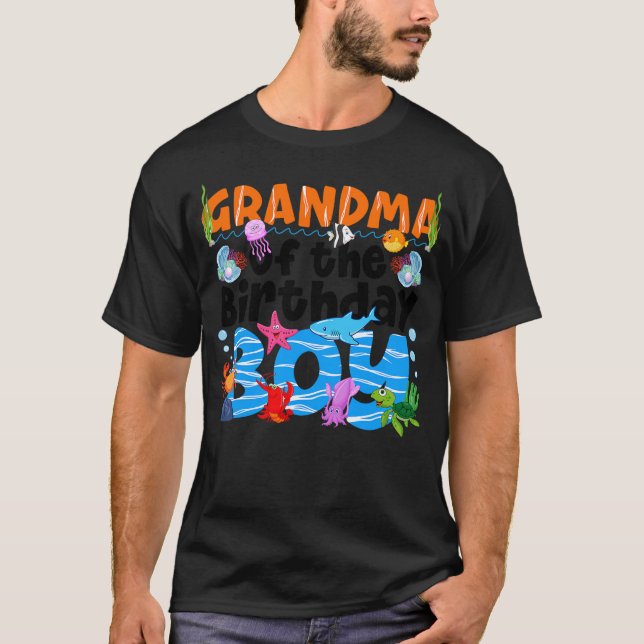 T-shirt Grandma Under Sea Birthday Party Ocean Sea Animals (Devant)