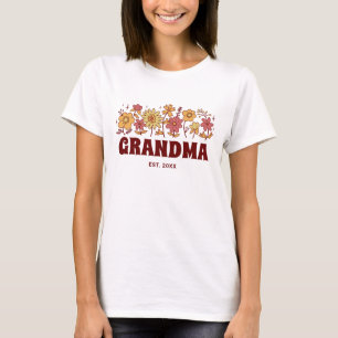 T-shirt Grandma Vintage Floral Super Texte personnalisé
