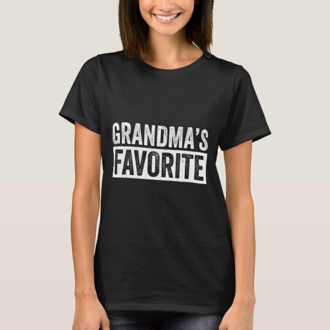T-shirt Grandmas Favorite Grandson Funny Granhild Granddau (Devant)