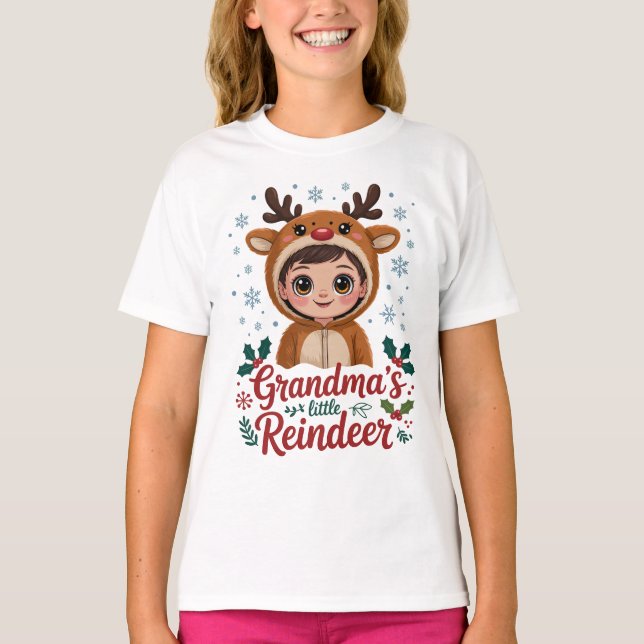 T-shirt Grandma's Little Reindeer Christmas Gifts (Devant)