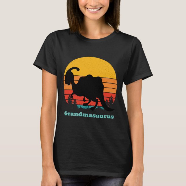 T-shirt Grandmasaurus du coucher de soleil rétro (Devant)