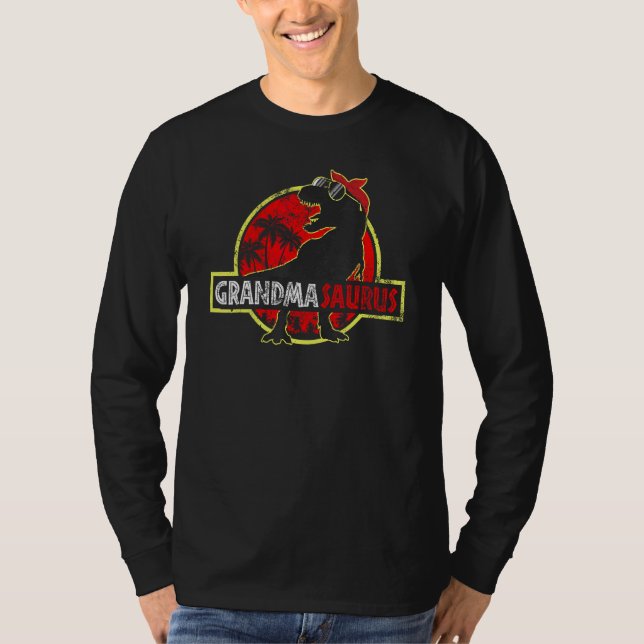 T-shirt Grandmasaurus Grandma Saurus Rex Dinosaur Family M (Devant)