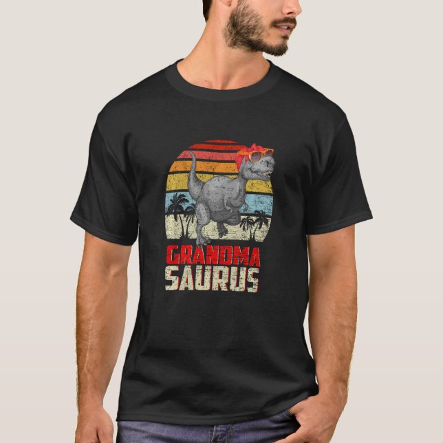 T-shirt Grandmasaurus Rex Dinosaur Auntie Saurus Famille M (Devant)