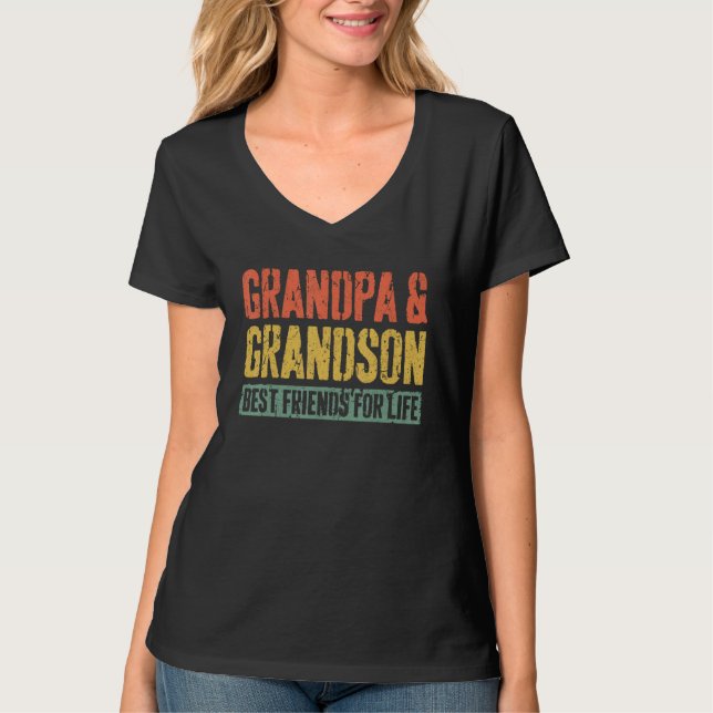 T-shirt Grandpa And Grandson Best Friends For Life (Devant)