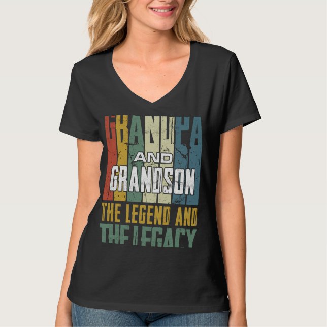 T-shirt Grandpa And Grandson The Legend And The Legacy Vin (Devant)