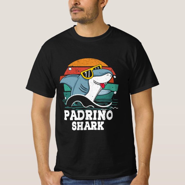 T-shirt Grandpa Daddy Padrino Shark Espagnol Parrain Vint (Devant)