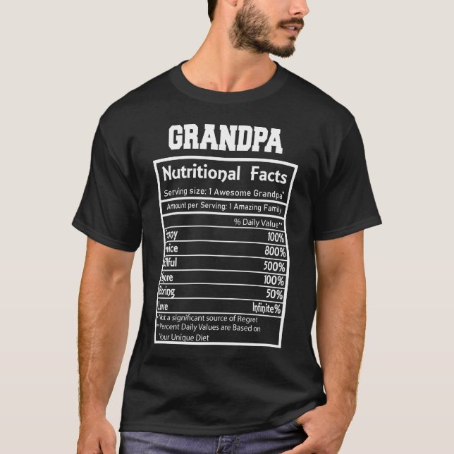 T-shirt Grandpa Faits nutritionnels Drôle (Devant)