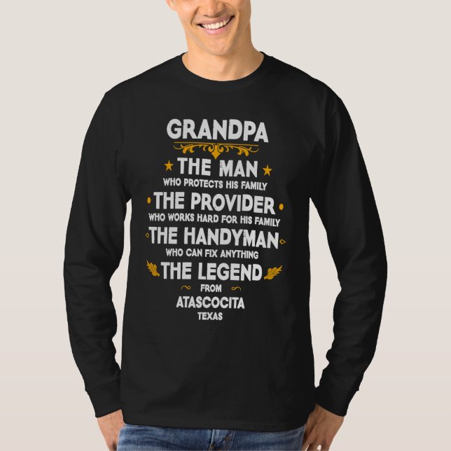 T-shirt Grandpa family Quote USA City Atascocita Texas (Devant)