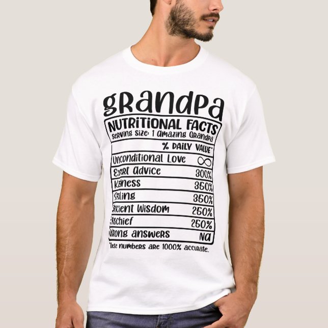 T-shirt Grandpa Funny Éléments nutritionnels (Devant)