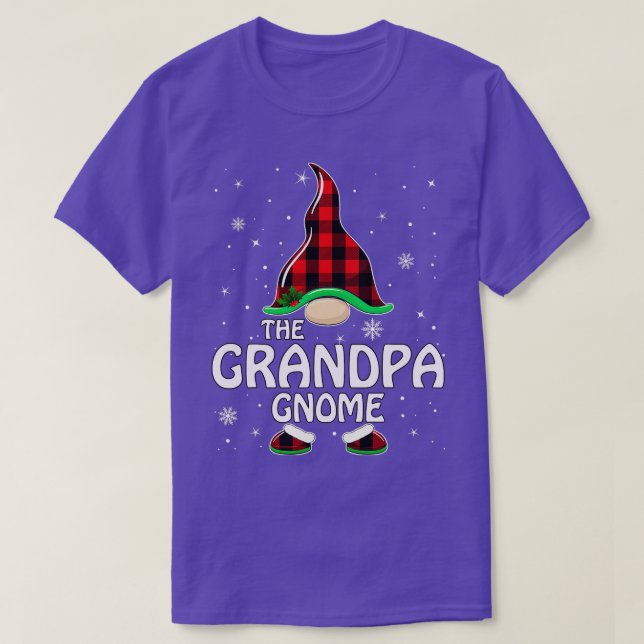 T-shirt Grandpa Gnome Buffalo Plaid Matching Family Christ (Design devant)