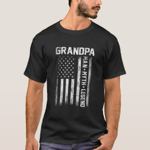 T-shirt Grandpa Man Myth Légende Drapeau américain Fête de