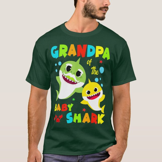 T-shirt Grandpa Of The Baby Shark Birthday Grandpa Shark (Devant)