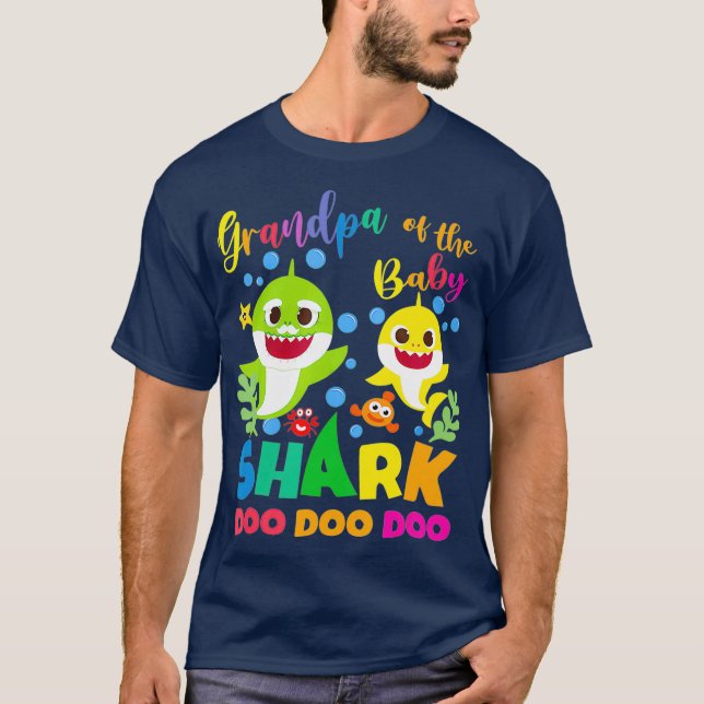T-shirt Grandpa Of The Baby Shark Birthday Grandpa Shark (Devant)