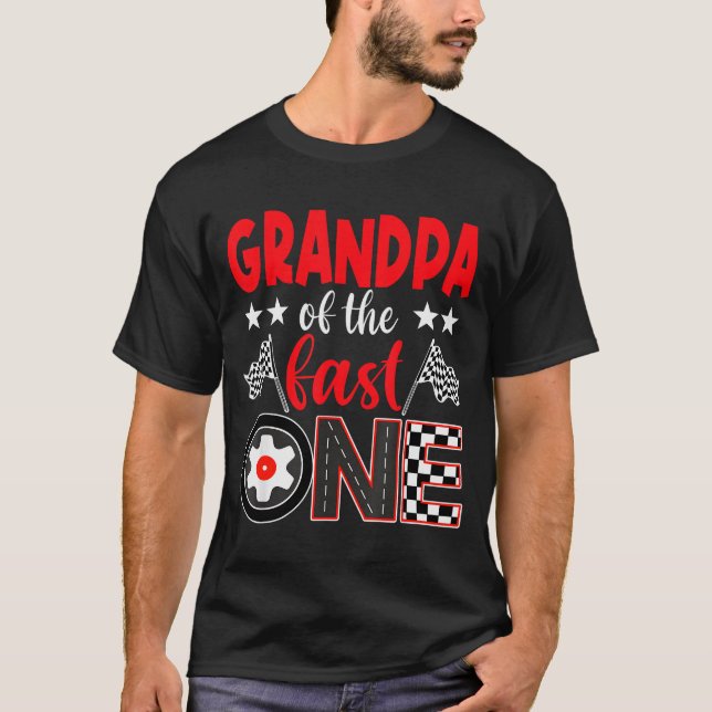 T-shirt Grandpa Of The Fast One Birthday 1st Race Car Fami (Devant)