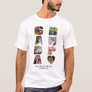 T-shirt GRANDPA Photo Collage Petits-enfants Nom Lettre Cu