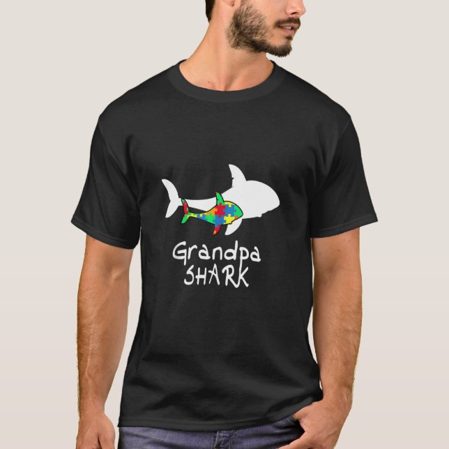 T-shirt Grandpa Shark Puzzle Pièce Cool Sensibilisation su (Devant)