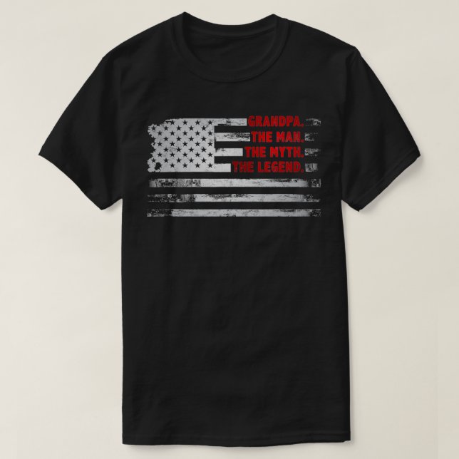 T-shirt Grandpa The Man Myth Legend American USA  Fatheru2 (Design devant)
