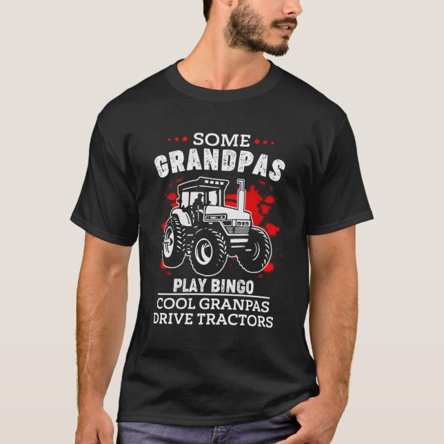 T-shirt Grandpa Tractor Conducteur Gardener Mower Fermier  (Devant)