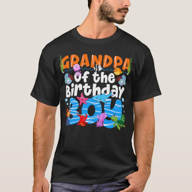 T-shirt Grandpa Under Sea Birthday Party Ocean Sea Animals (Devant)