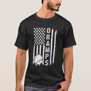 T-shirt Grandpa Us Flag Baseball Player Gr