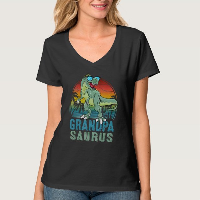 T-shirt Grandpasaurus Rex Dinosaur Retro Papa Saurus Famil (Devant)