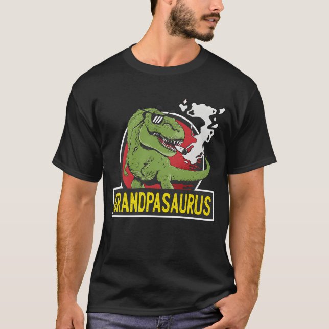 T-shirt Grandpasaurus SmokingRe Dinosaure Papy amis (Devant)