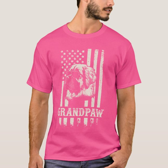 T-shirt Grandpaw Leonberger Drapeaux américains Lunettes d (Devant)