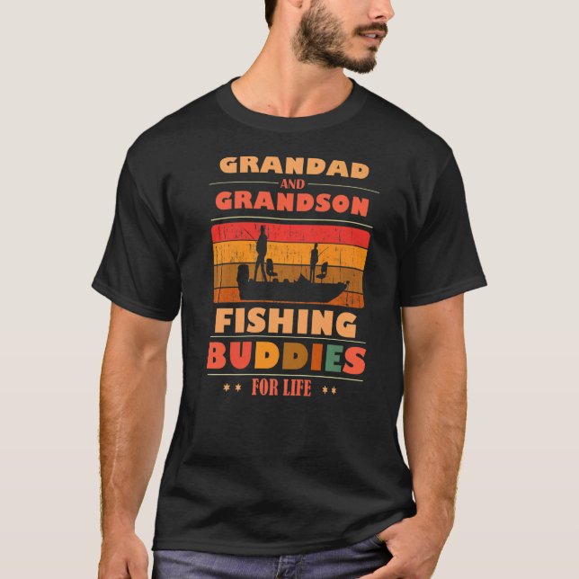 T-shirt Grands-pères et petits-fils, amis pour la vie, pêc (Devant)