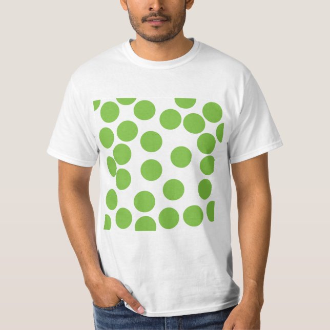 T-shirt Grands points de vert de pois sur le blanc (Devant)