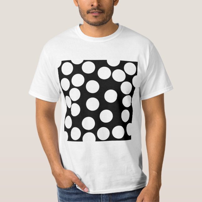 T-shirt Grands points en noir et blanc. (Devant)