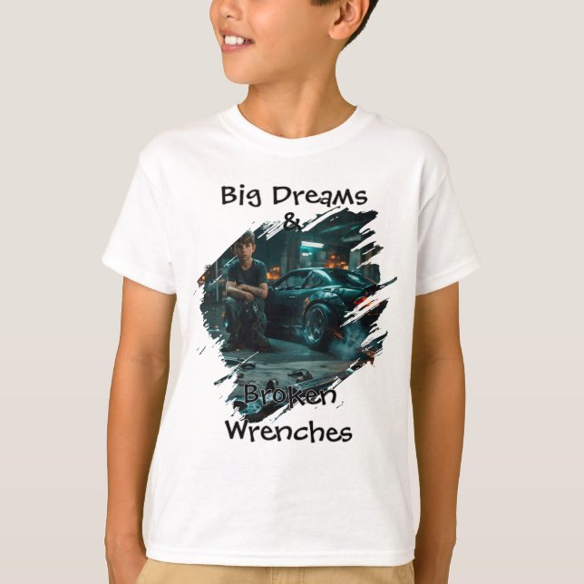 T-shirt Grands rêves et clés cassées Drift Car (Devant)