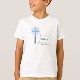 T-shirt Grandson Baptême bleu dentelle personnalisée
