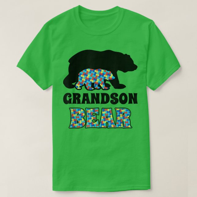 T-shirt Grandson Bear Autism Awareness  (Design devant)