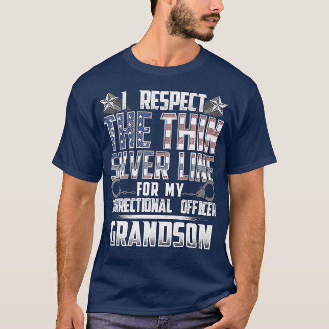 T-shirt Grandson Thin Silver Line Agent correctionnel (Devant)