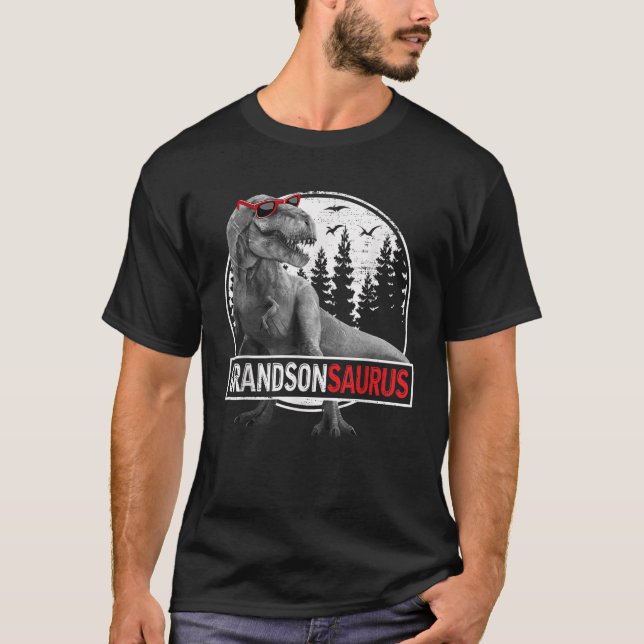 T-shirt Grandsonsaurus Dinosaur Grandson Saurus Famille Ma (Devant)