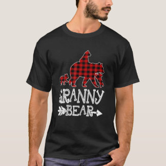 T-shirt Granny Bear Trois Cubes Rouge Plaid Mama Christmas